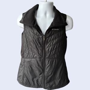Columbia M Sporty Quilted Vest Charcoal Gray Fleece Trim Outdoor Active